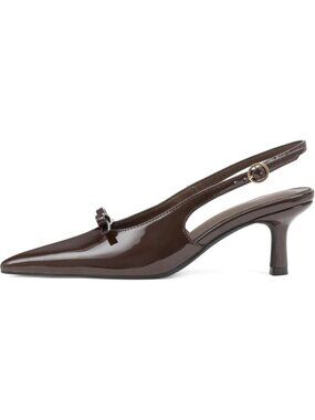 Women's Chocolate Kitten Heels Bow Ankle Strap Pointed Toe Heel Sexy Party Pumps